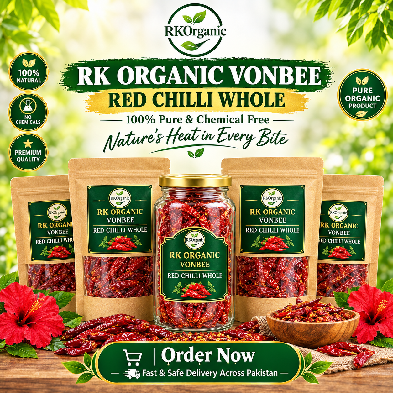 RK Organic VONBEE red chili whole